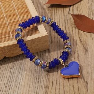 Blue Heart Bracelet (Stretch)